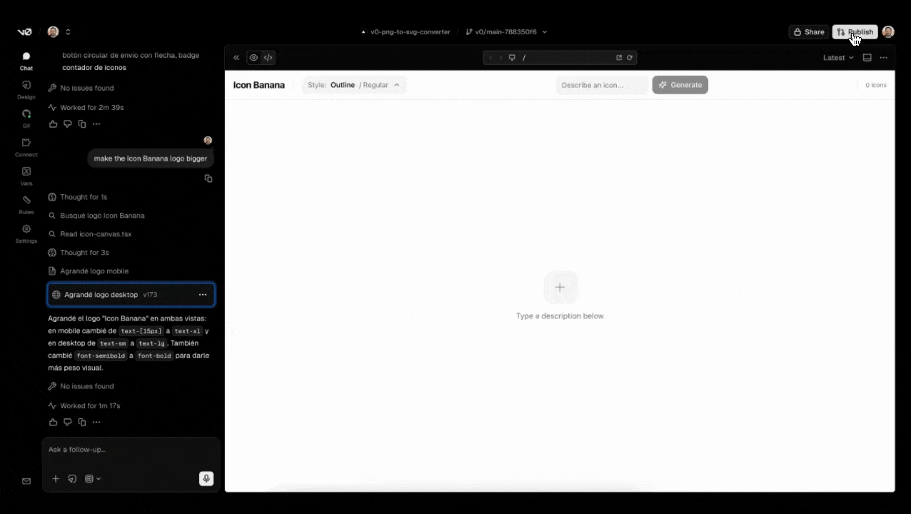 Publishing a PR and merging
